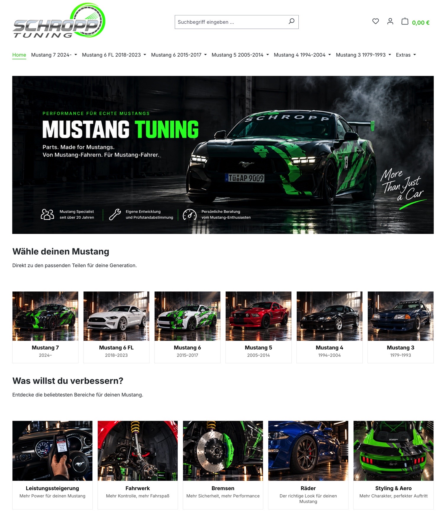 Vorschau auf den neuen Mustang Tuning Online-Shop