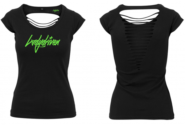 Ladydriven Logo T-Shirt Schwarz mit grünem Schriftzug